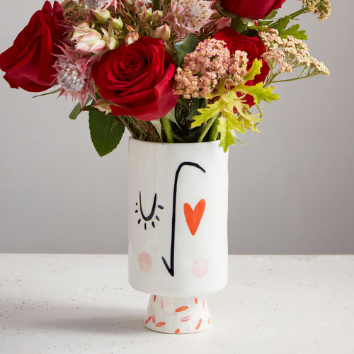 Heart Eyes Footed Vase