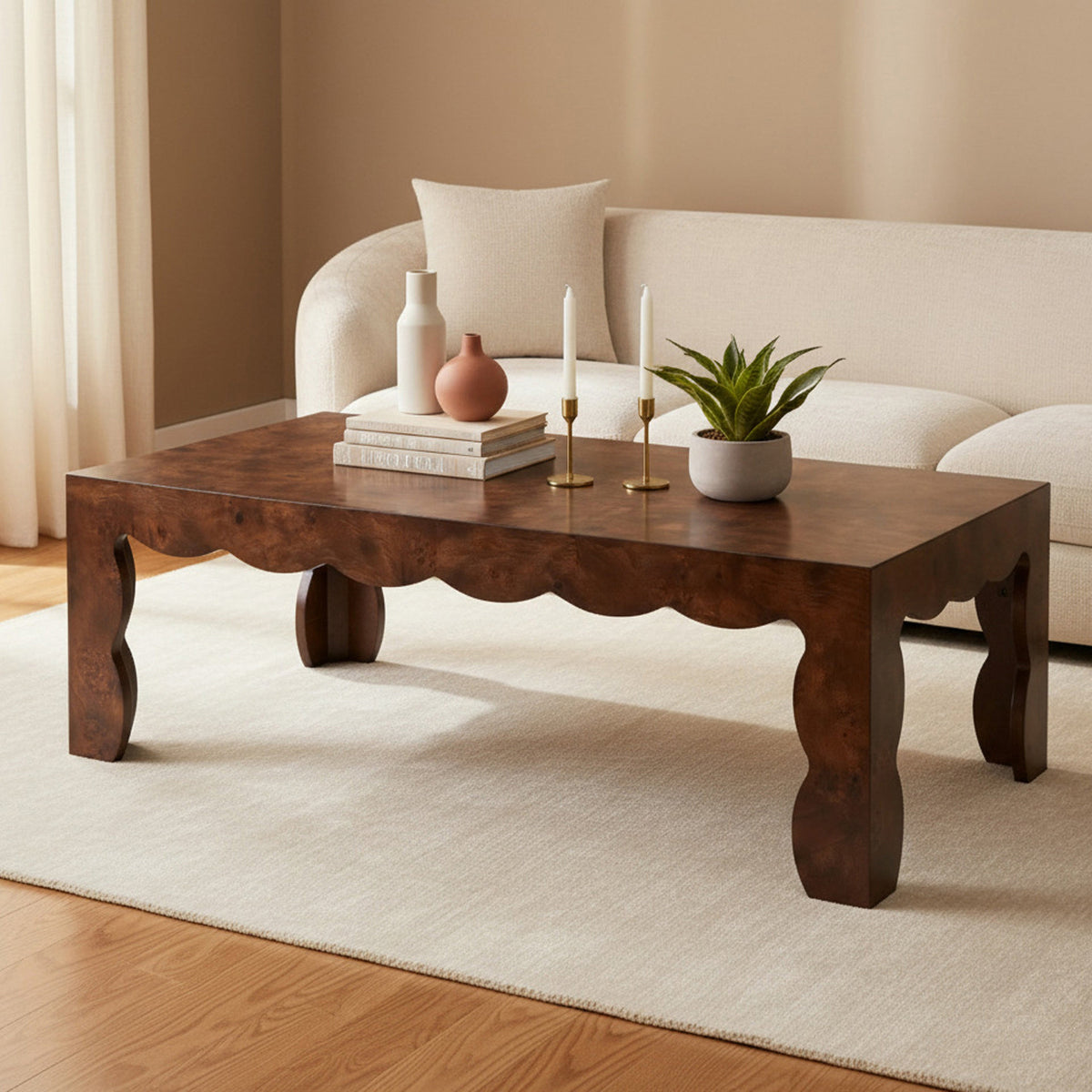 Vassa Brown Burl Veneer Coffee Table