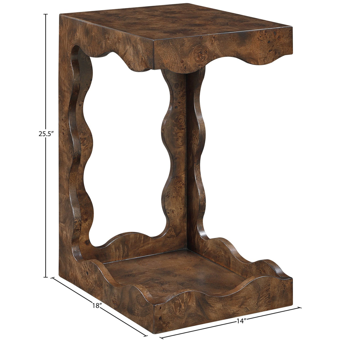 Vassa Brown Burl Veneer End Table Set of 2