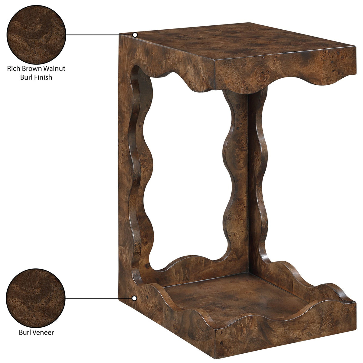 Vassa Brown Burl Veneer End Table Set of 2
