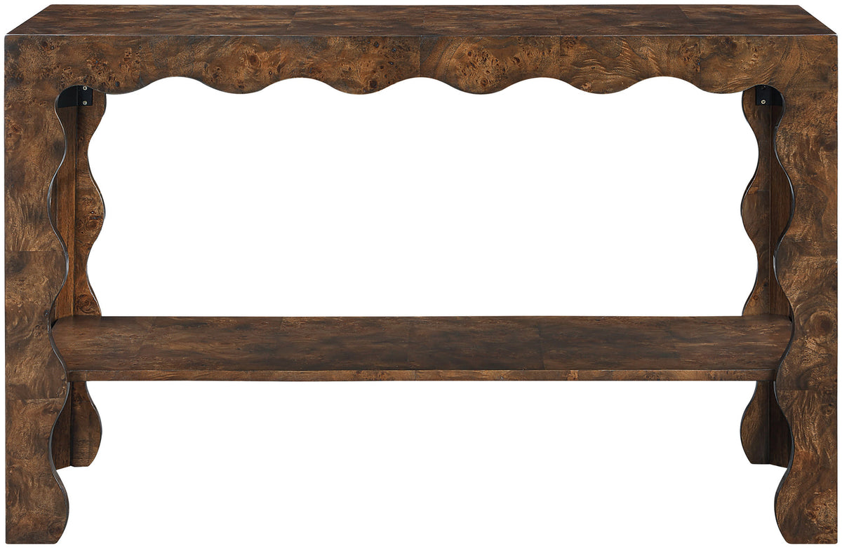 Vassa Brown Burl Veneer Console Table