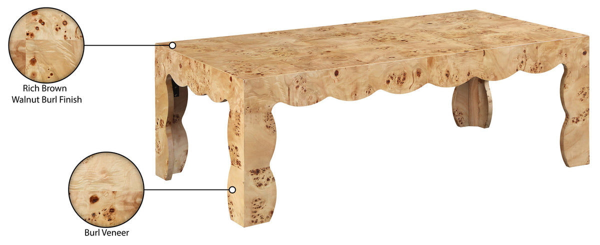Vassa Natural Burl Veneer Coffee Table