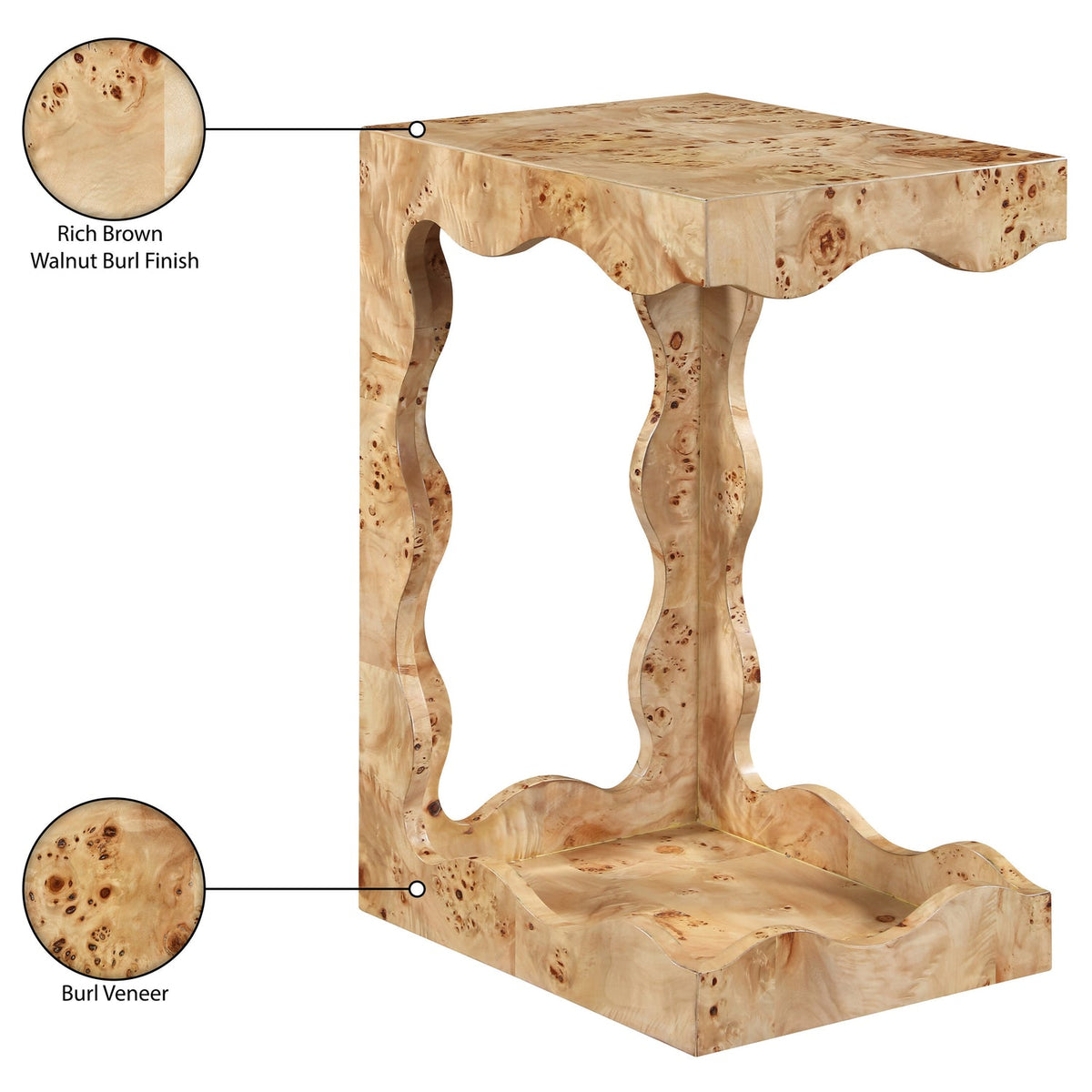 Vassa Natural Burl Veneer End Table Set of 2
