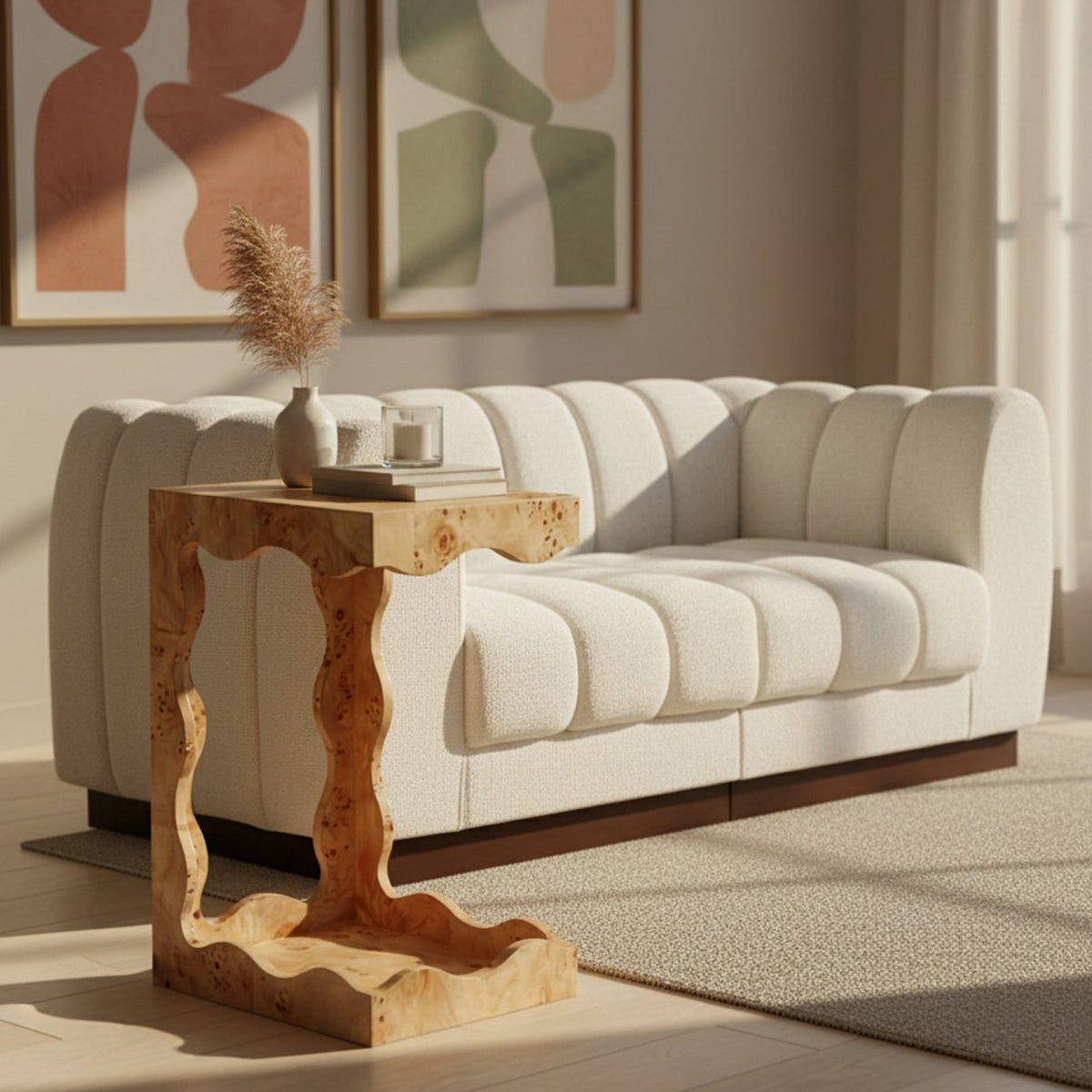 Vassa Natural Burl Veneer End Table Set of 2