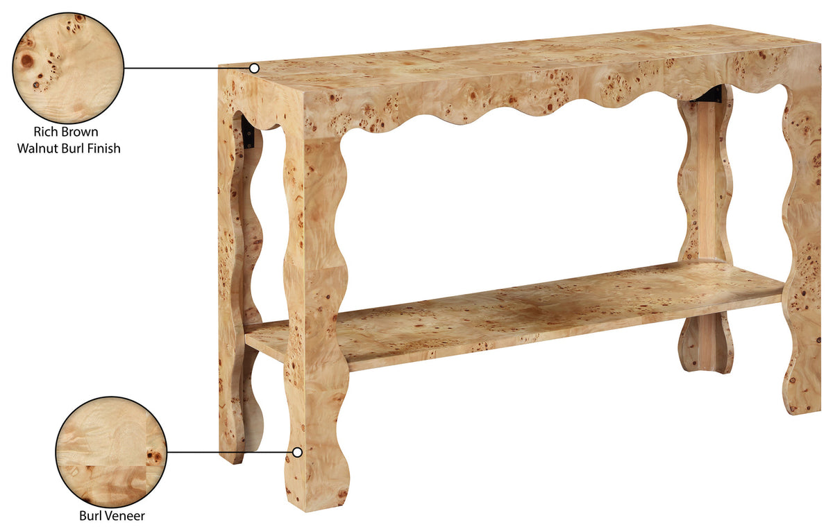 Vassa Natural Burl Veneer Console Table