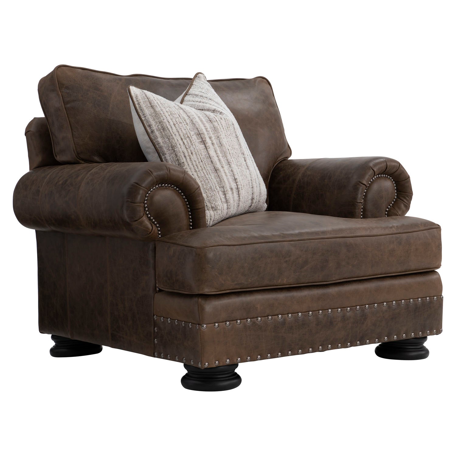 Bernhardt Living Foster Mocha Leather Chair