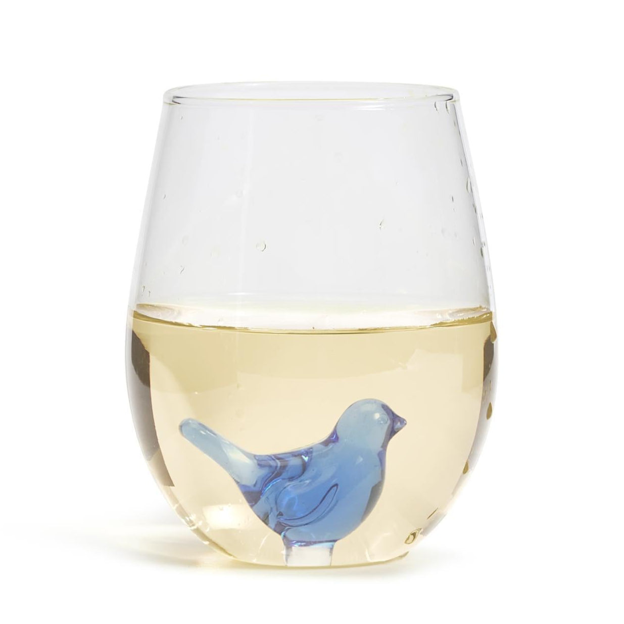 Blue Bird Stemless Wine Glass Set of 2