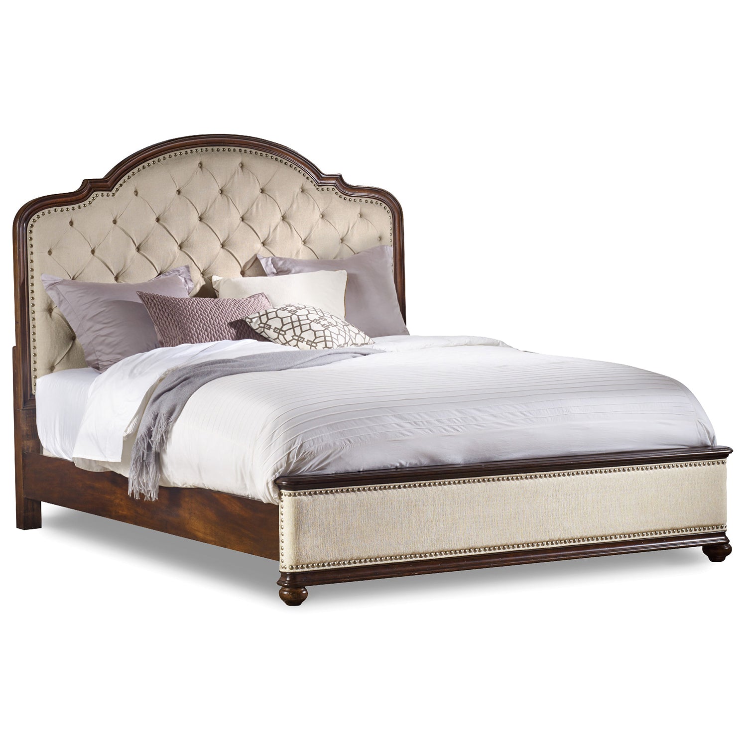 Hooker Furniture Leesburg  Upholstered Bed with Wood Rails