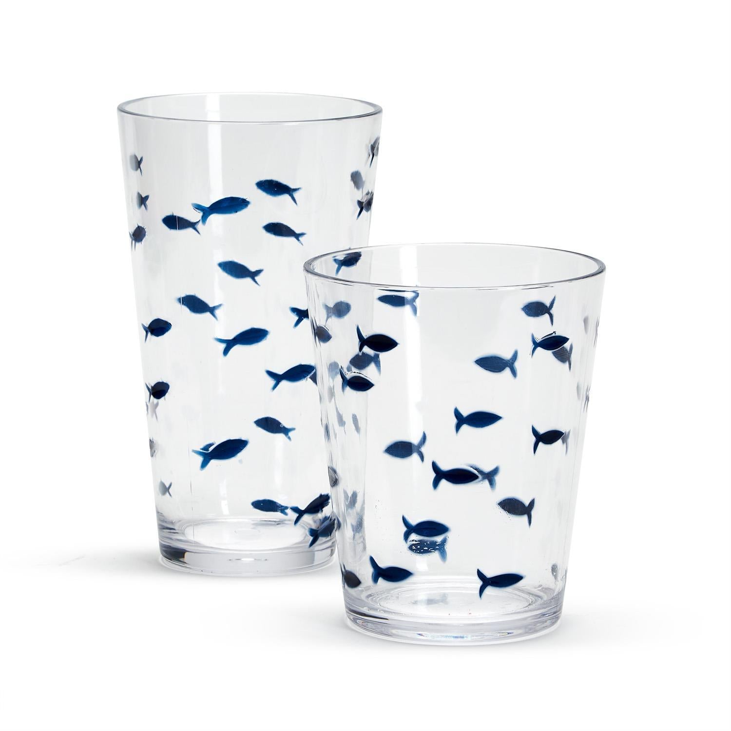 Blue Fish Acrylic Drinking Glass Set of 24