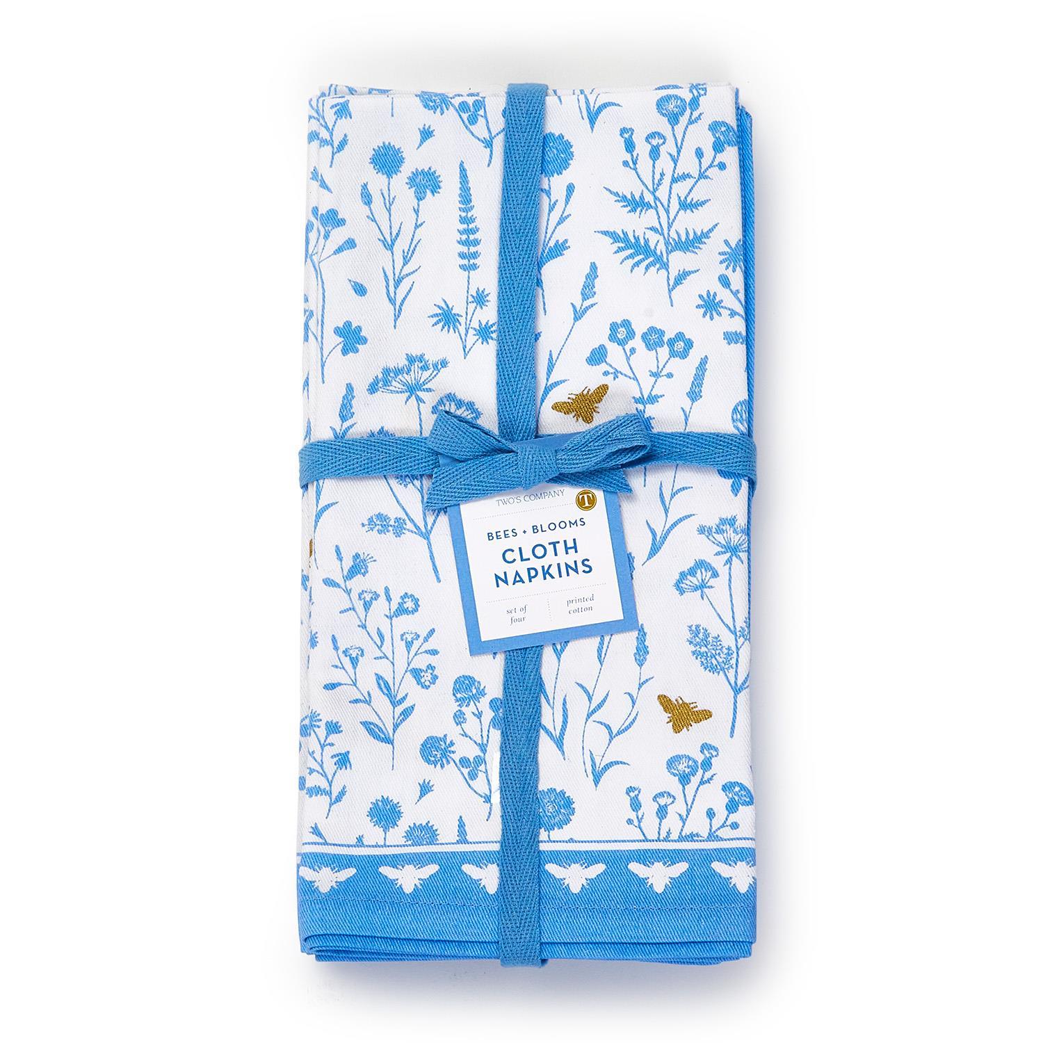 Bees and Blooms Cloth Napkin Set of 4