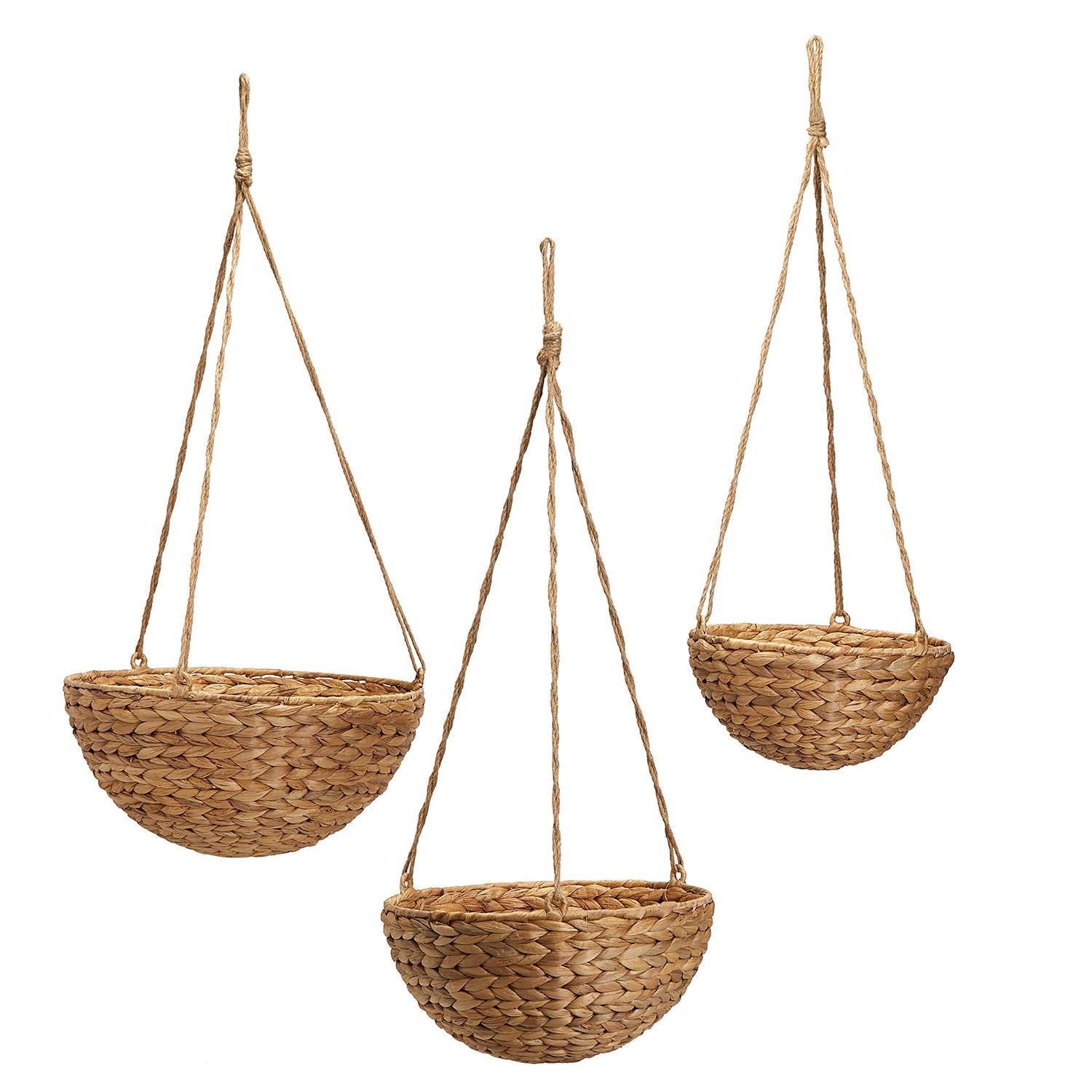 Rice Nut Weave Round Hanging Basket Set of 3