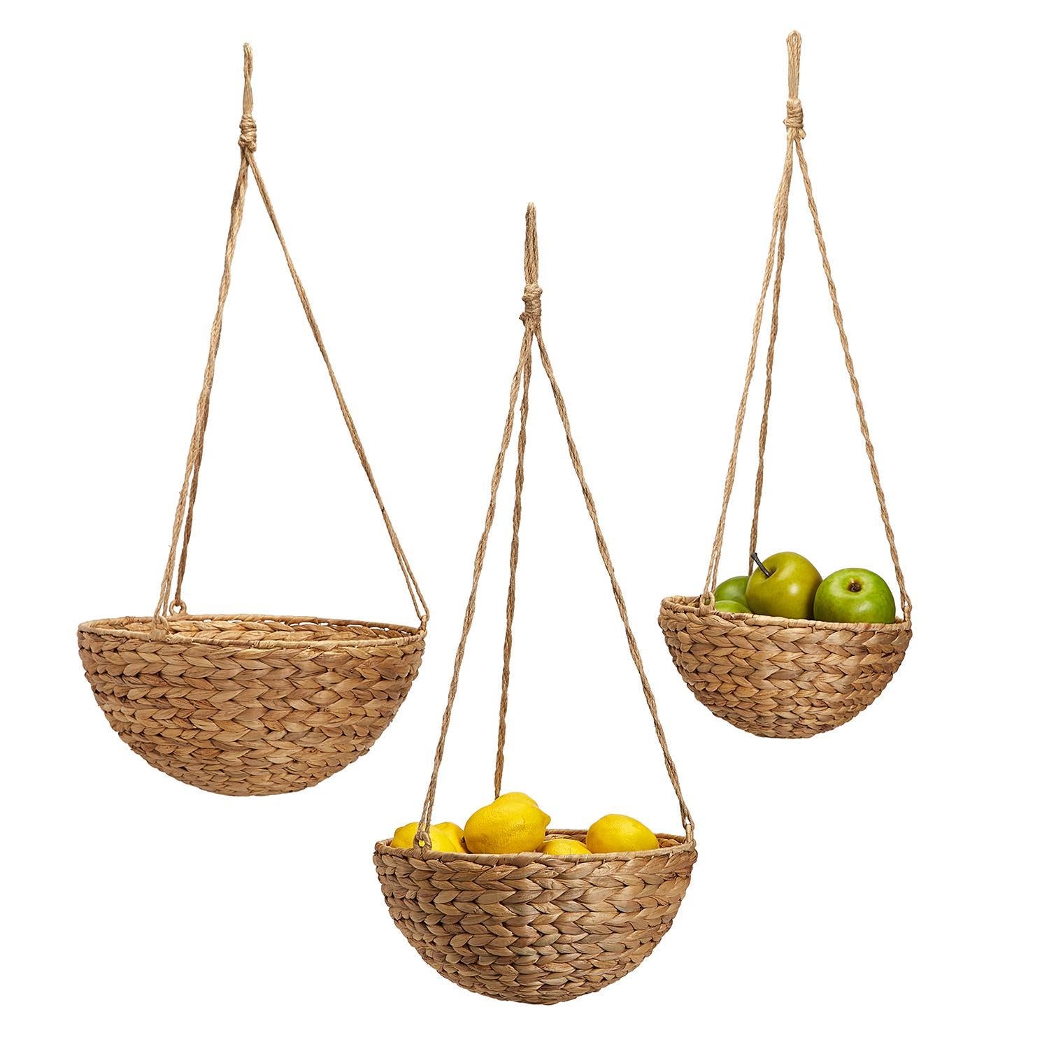Rice Nut Weave Round Hanging Basket Set of 3
