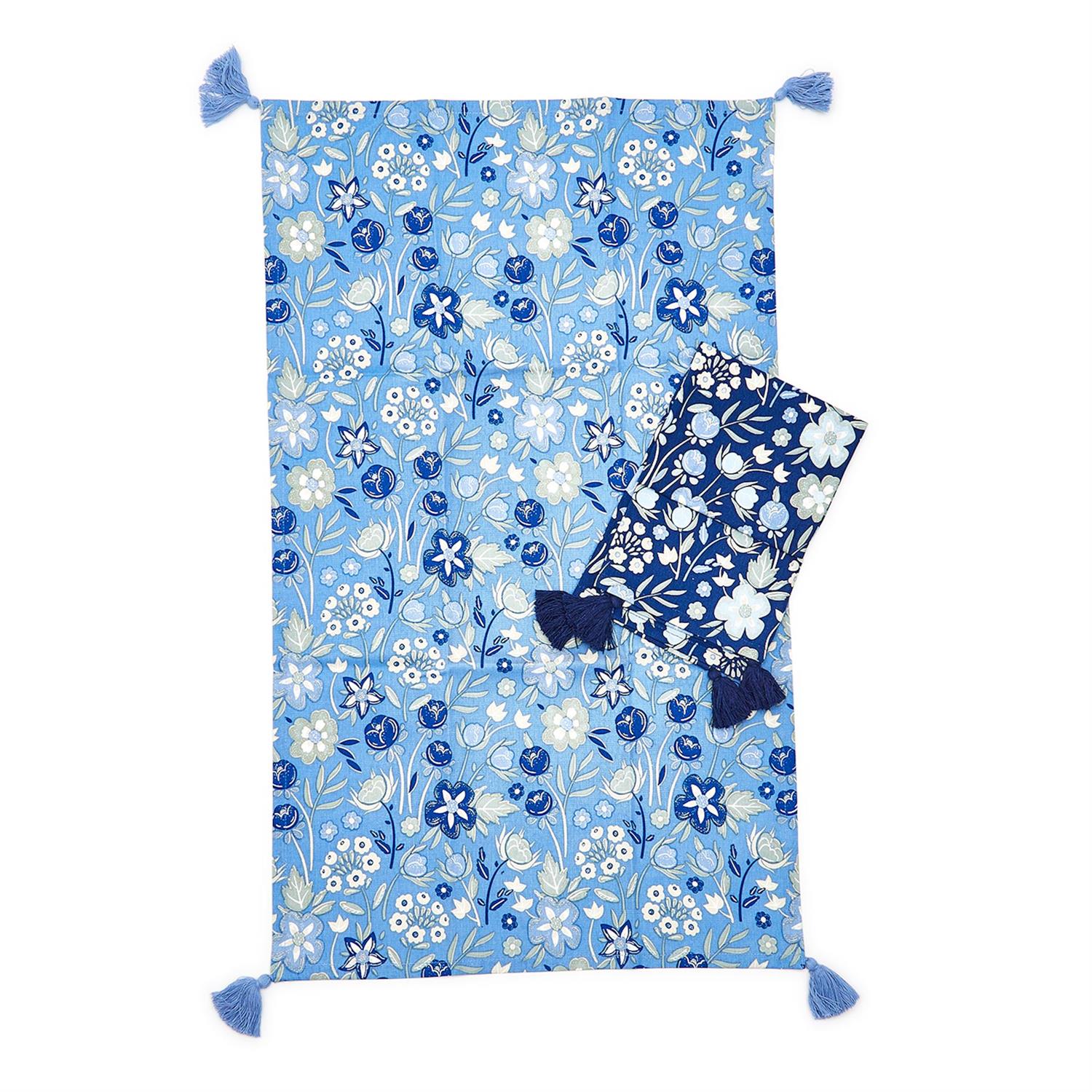 Blue Floral Dish Towel Set of 2