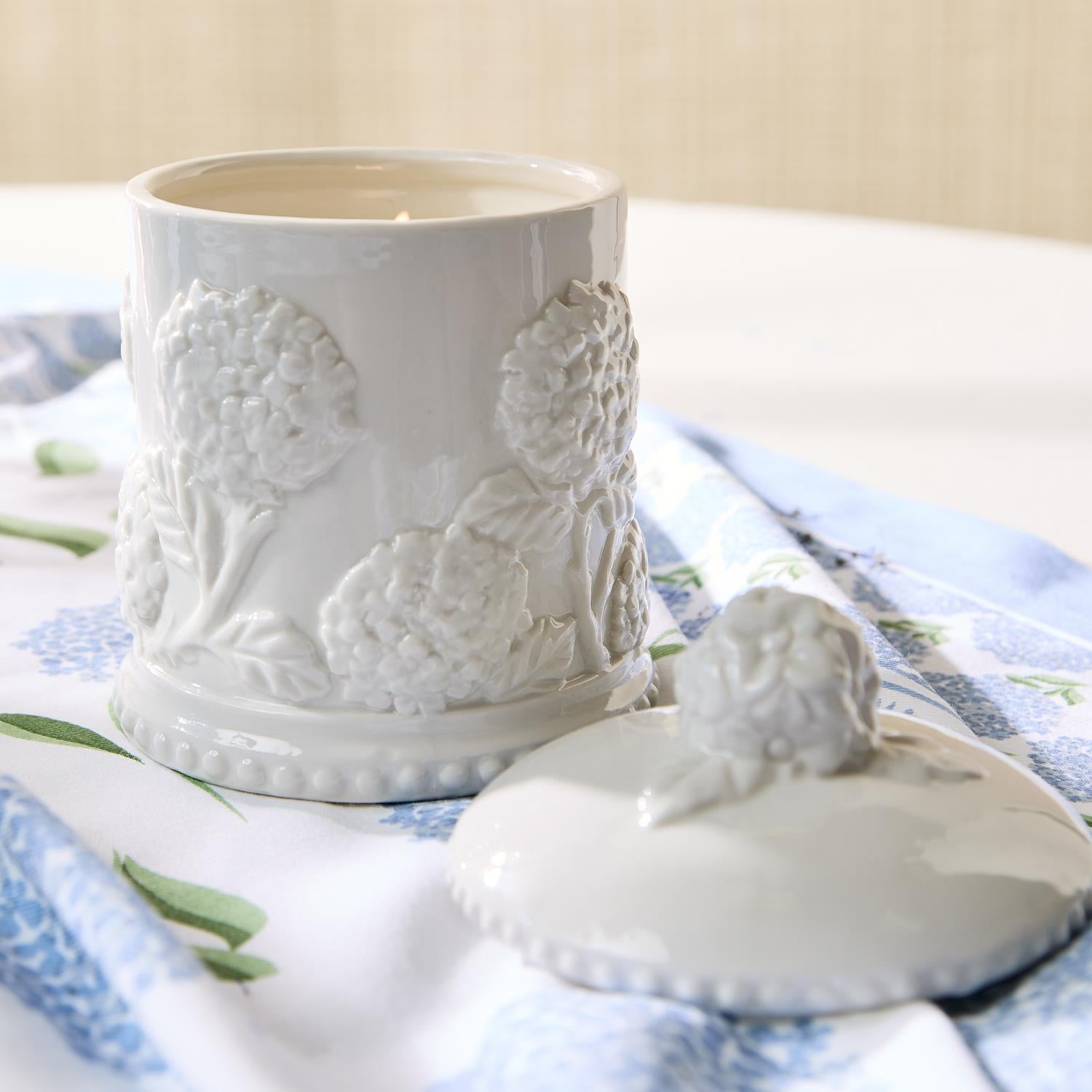 Hydrangea Relief Filled Candle