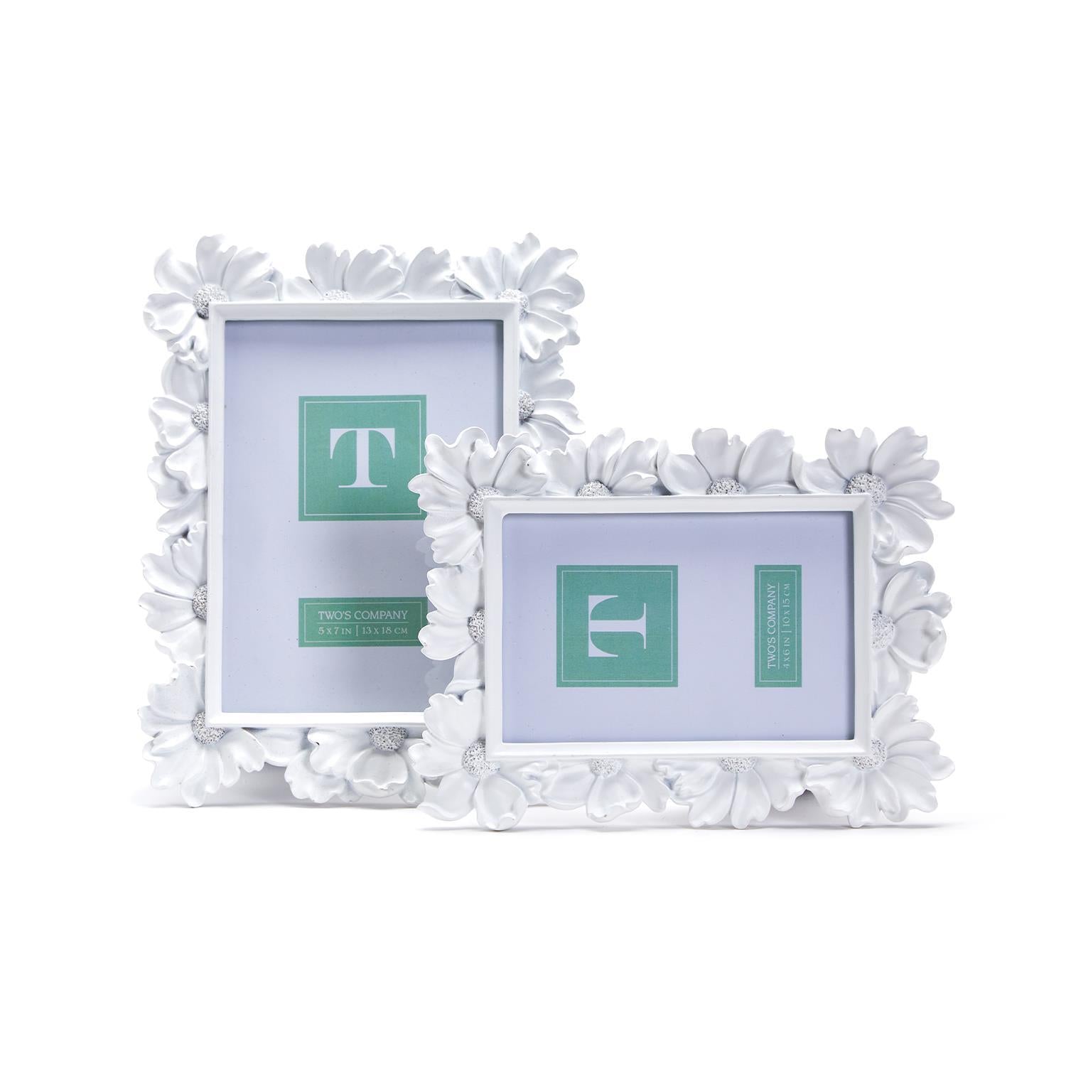 White Daisy Photo Frame Set of 2