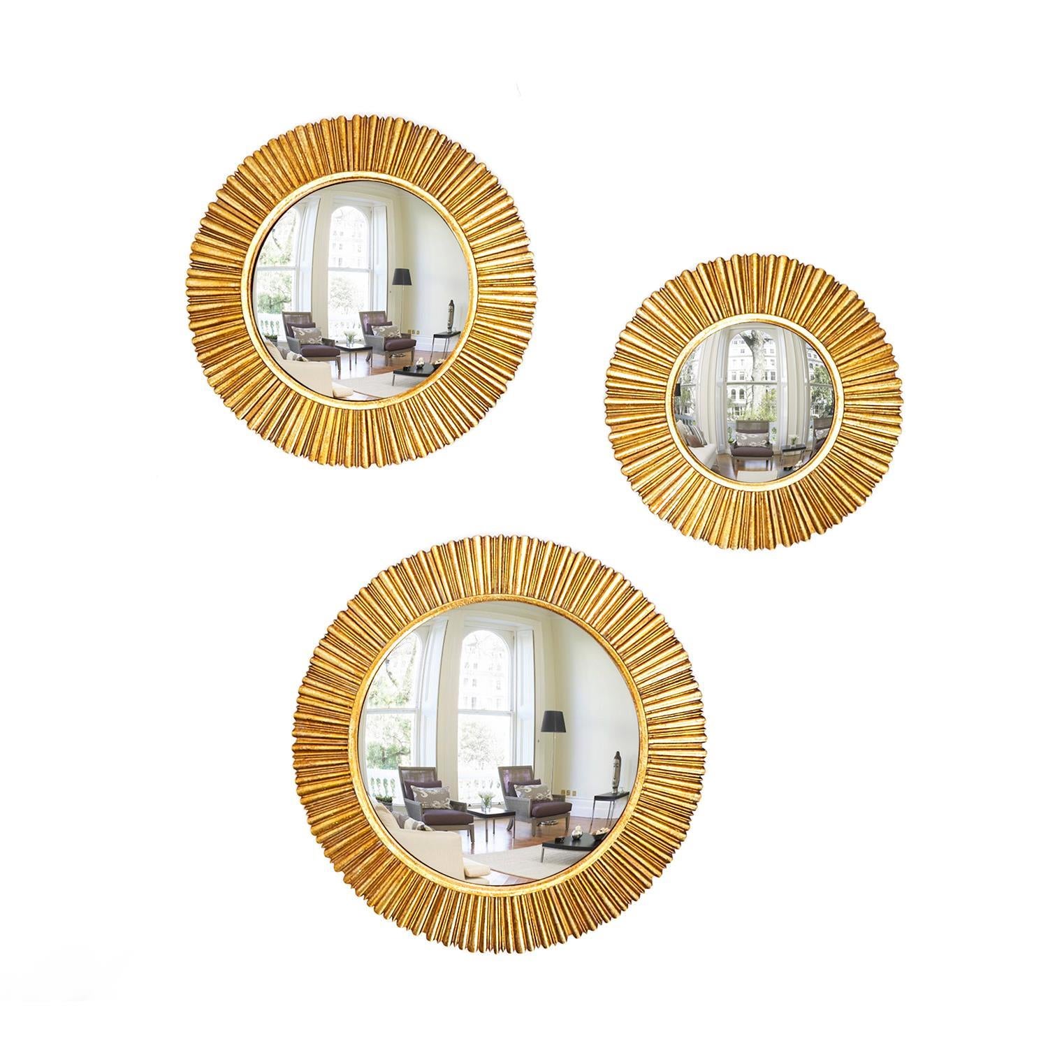 Gold Leaf Convex Wall Mirror Set of 7