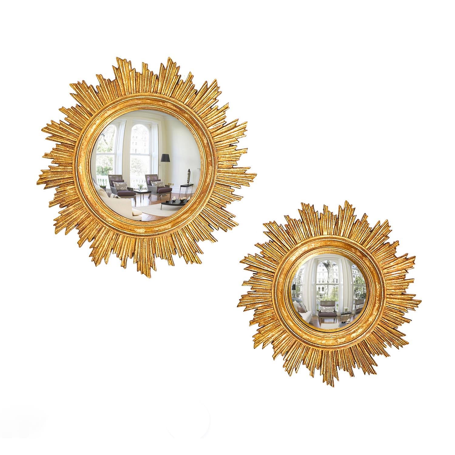 Gold Leaf Convex Wall Mirror Set of 7