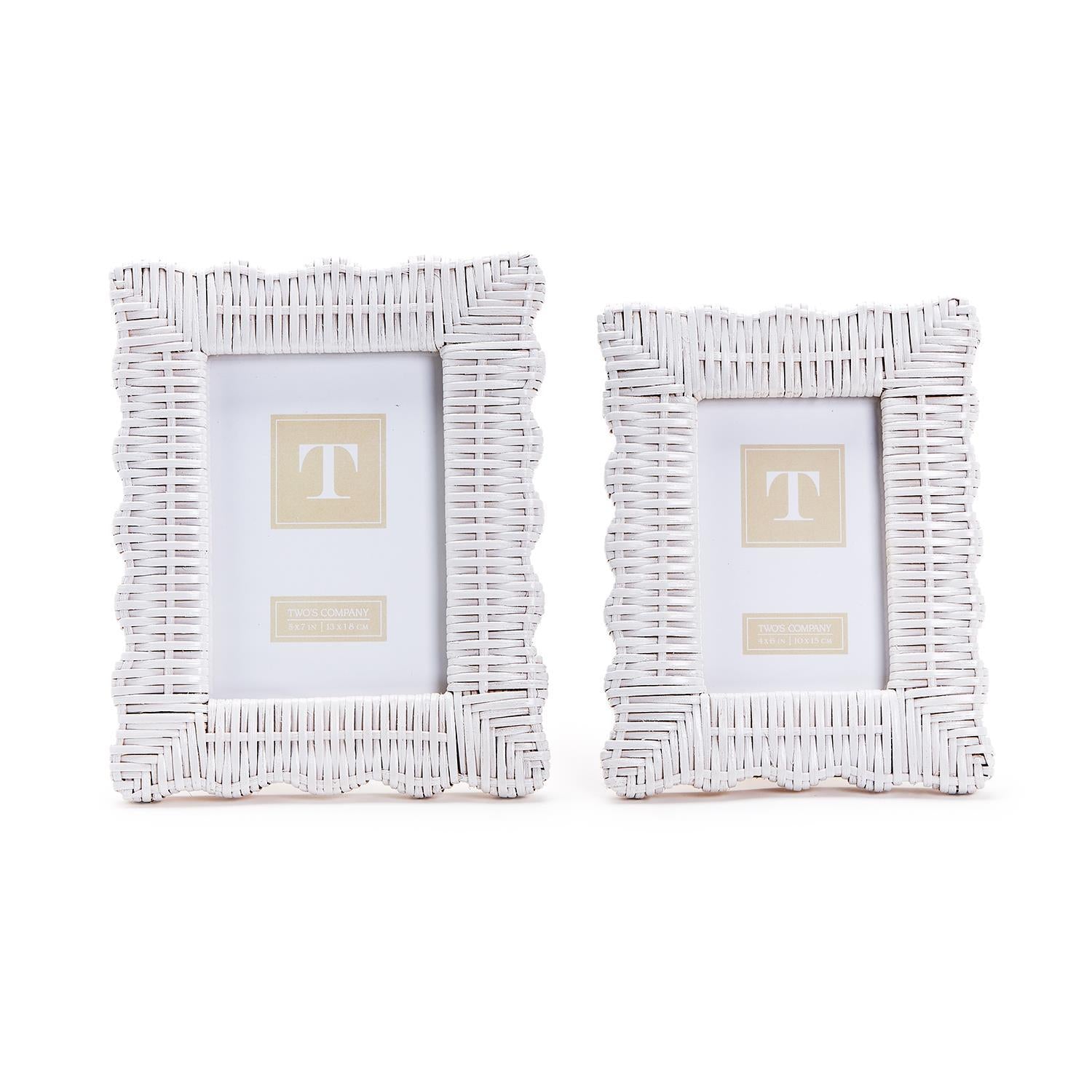 Scalloped Wicker Photo Frame Set of 2