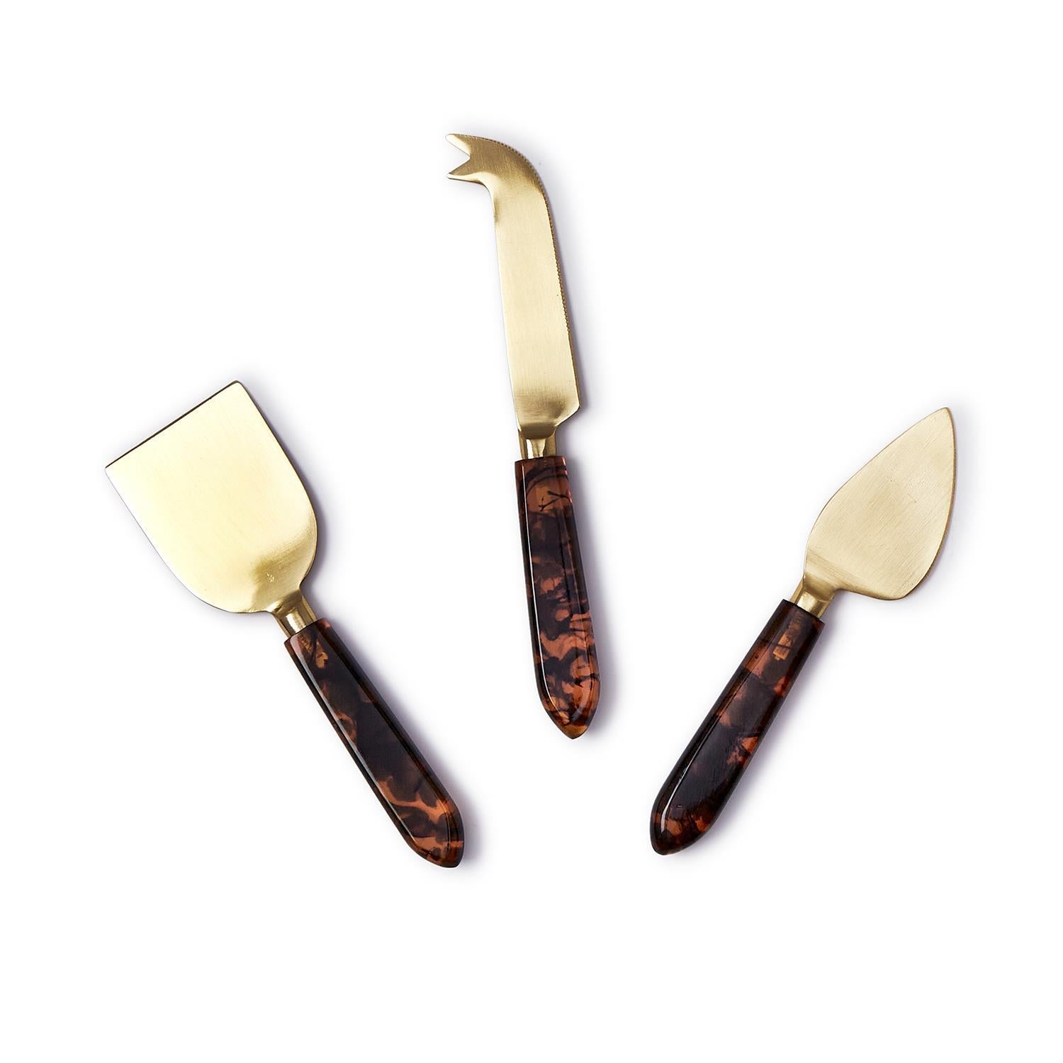 Tortoise Swirl Cheese Knives Set of 3