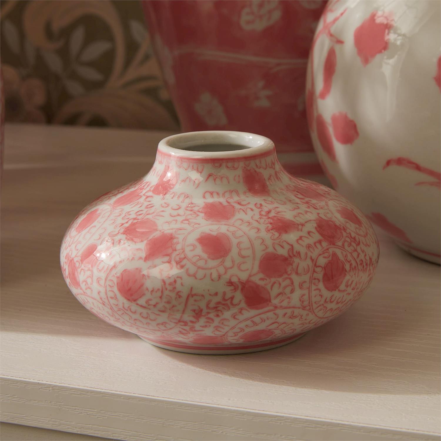 Pink Chinoiserie Vase Set of 5