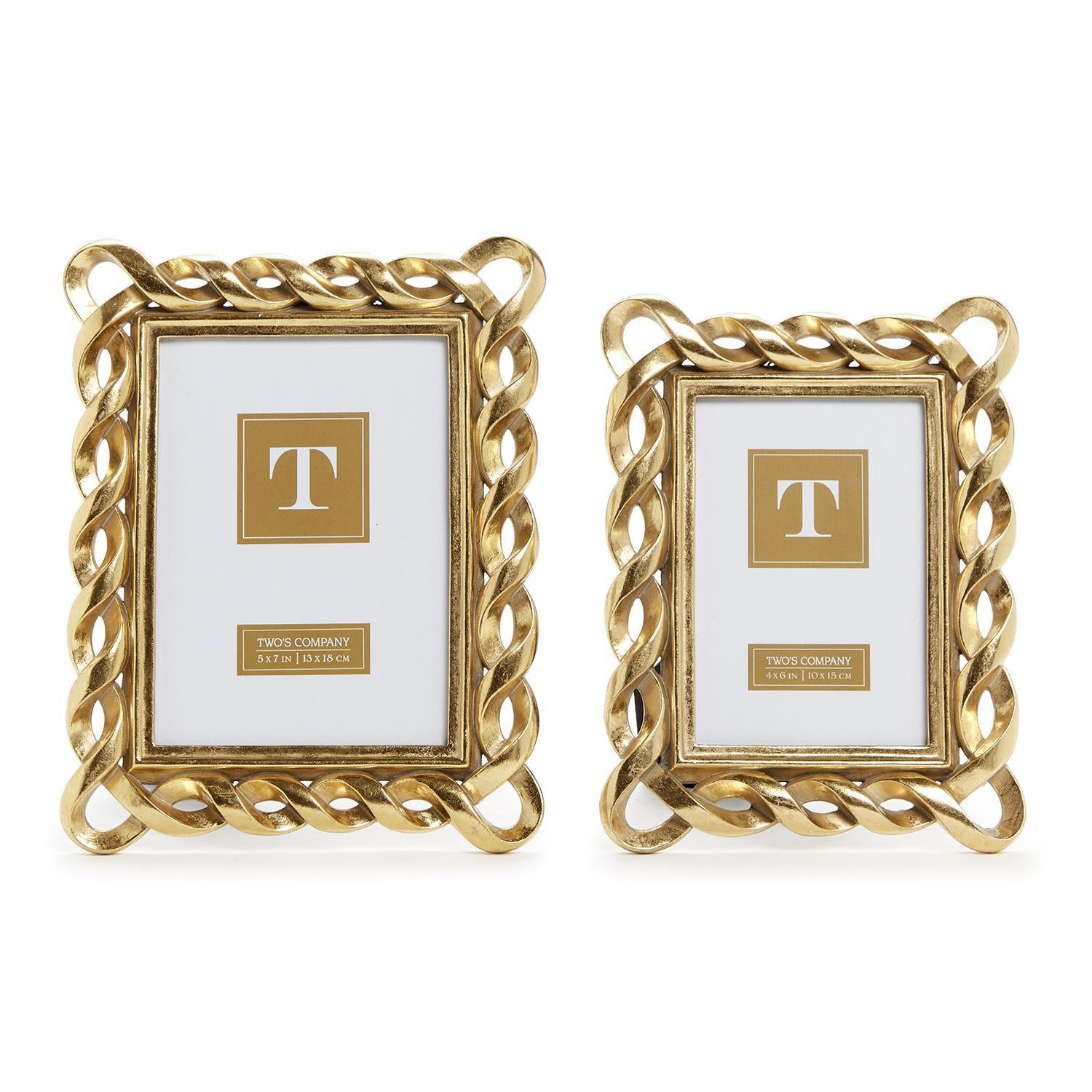 Gold Ribbon Photo Frame Set of 2