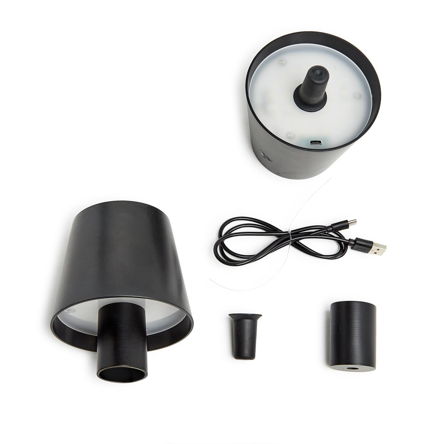 LED Portable Cordless Black Lampshade Bottle Lamp