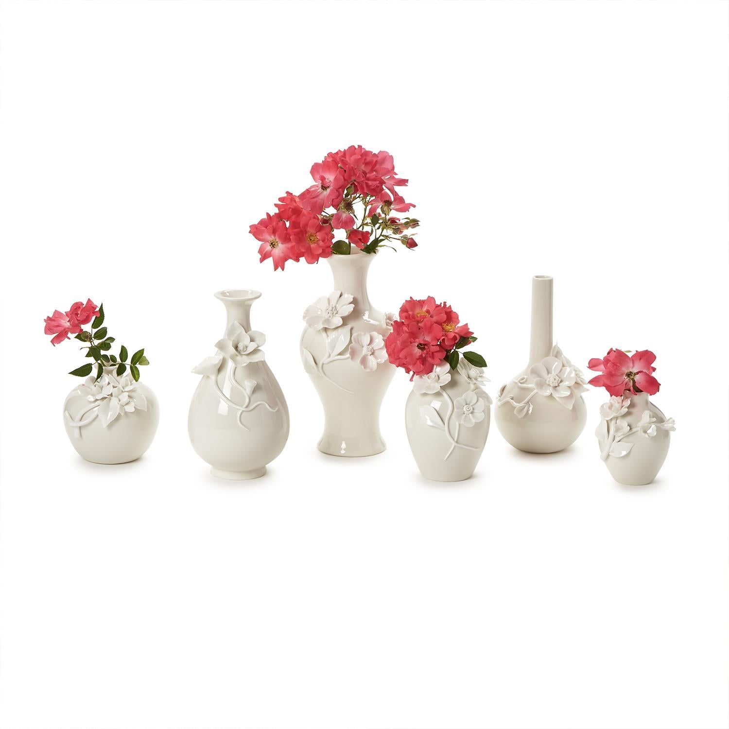 3-D Sculpted Flowers Vase Set of 6