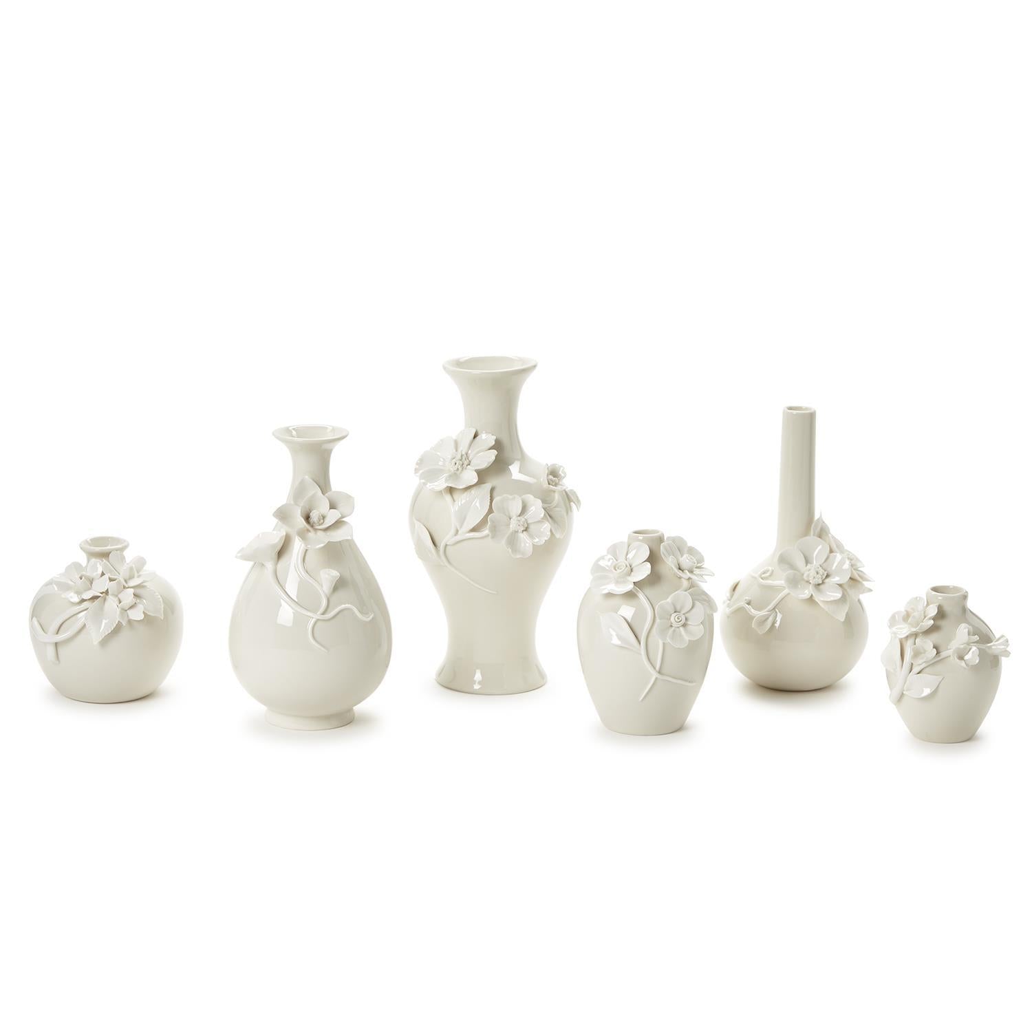 3-D Sculpted Flowers Vase Set of 6