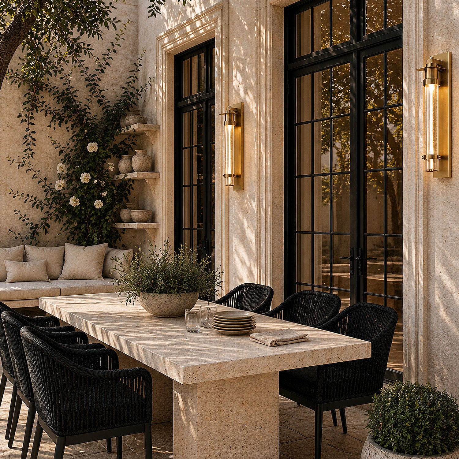 Currey & Co Provence Brass Outdoor Wall Sconce