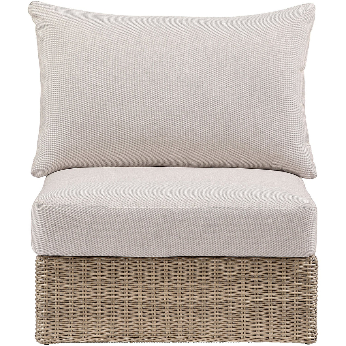 Seacrest Beige Olefin Water Resistant Fabric And Wicker Outdoor Patio Armless Chair