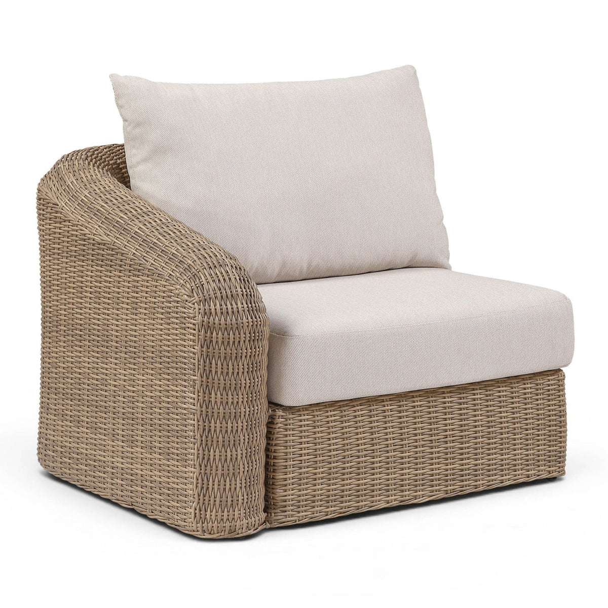Seacrest Beige Olefin Left Arm Chair in beige olefin and wicker, primary product view