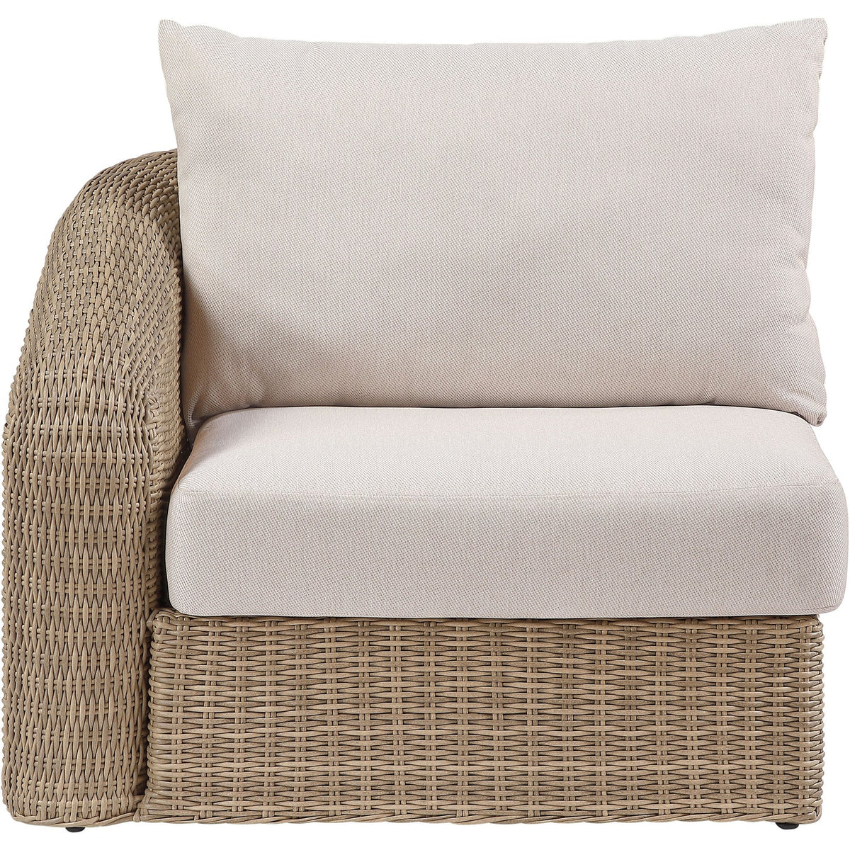 Seacrest Beige Olefin Water Resistant Fabric And Wicker Outdoor Patio Left Arm Chair