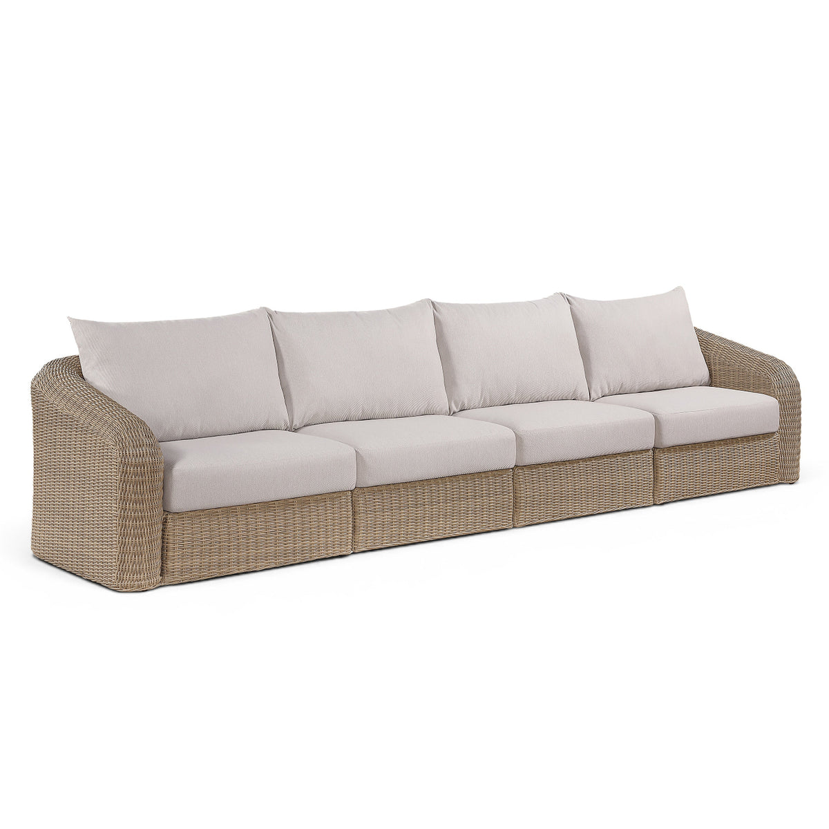 Seacrest 155.25" Beige Olefin 4pc Modular Sofa in beige olefin and wicker, primary product view