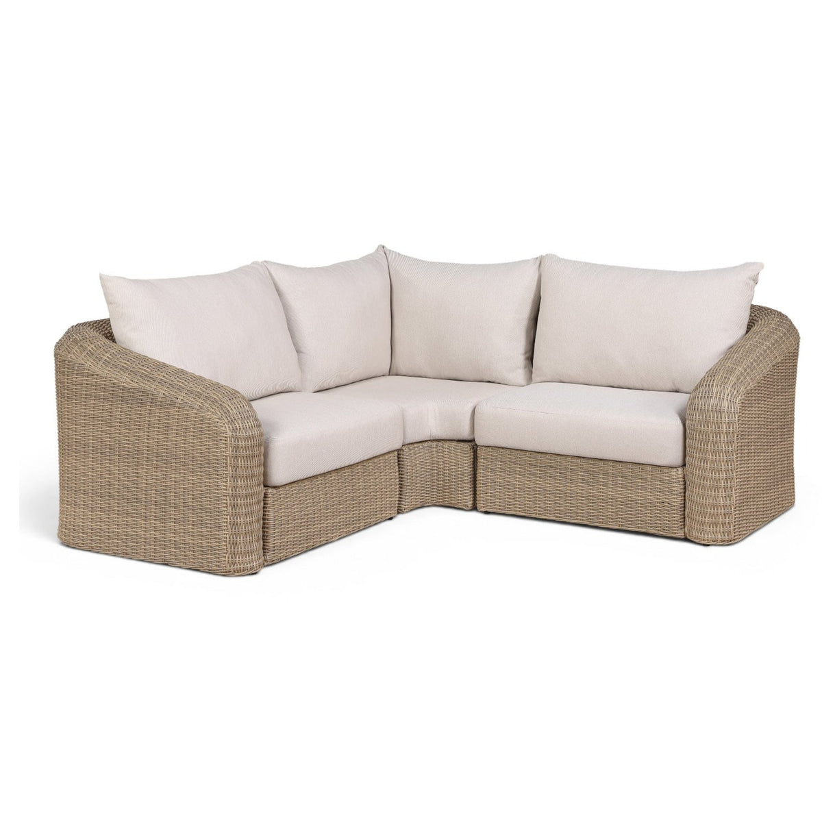 Seacrest 88.25" Beige Olefin 3pc Modular Sectional in beige olefin and wicker, primary product view