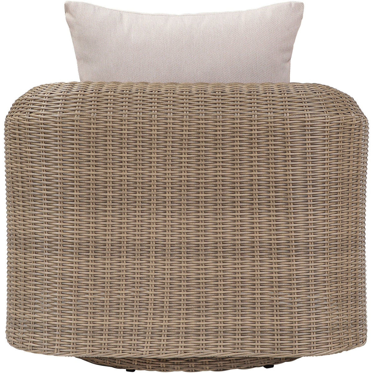 Seacrest Beige Olefin Water Resistant Fabric And Wicker Outdoor Patio Swivel Chair