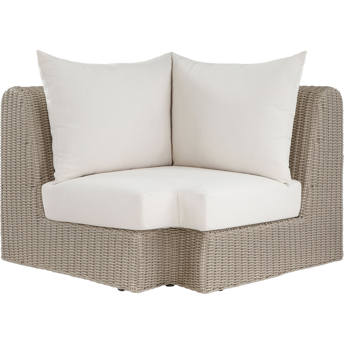 Seacrest Cream Olefin Water Resistant Fabric And Wicker Outdoor Patio Corner Chair