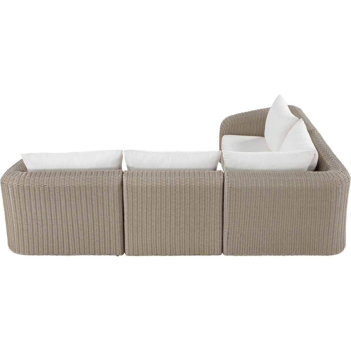 Seacrest 88.25in Cream Olefin Water Resistant Fabric And Wicker 4 Piece Outdoor Patio Modular Sectional Sofa