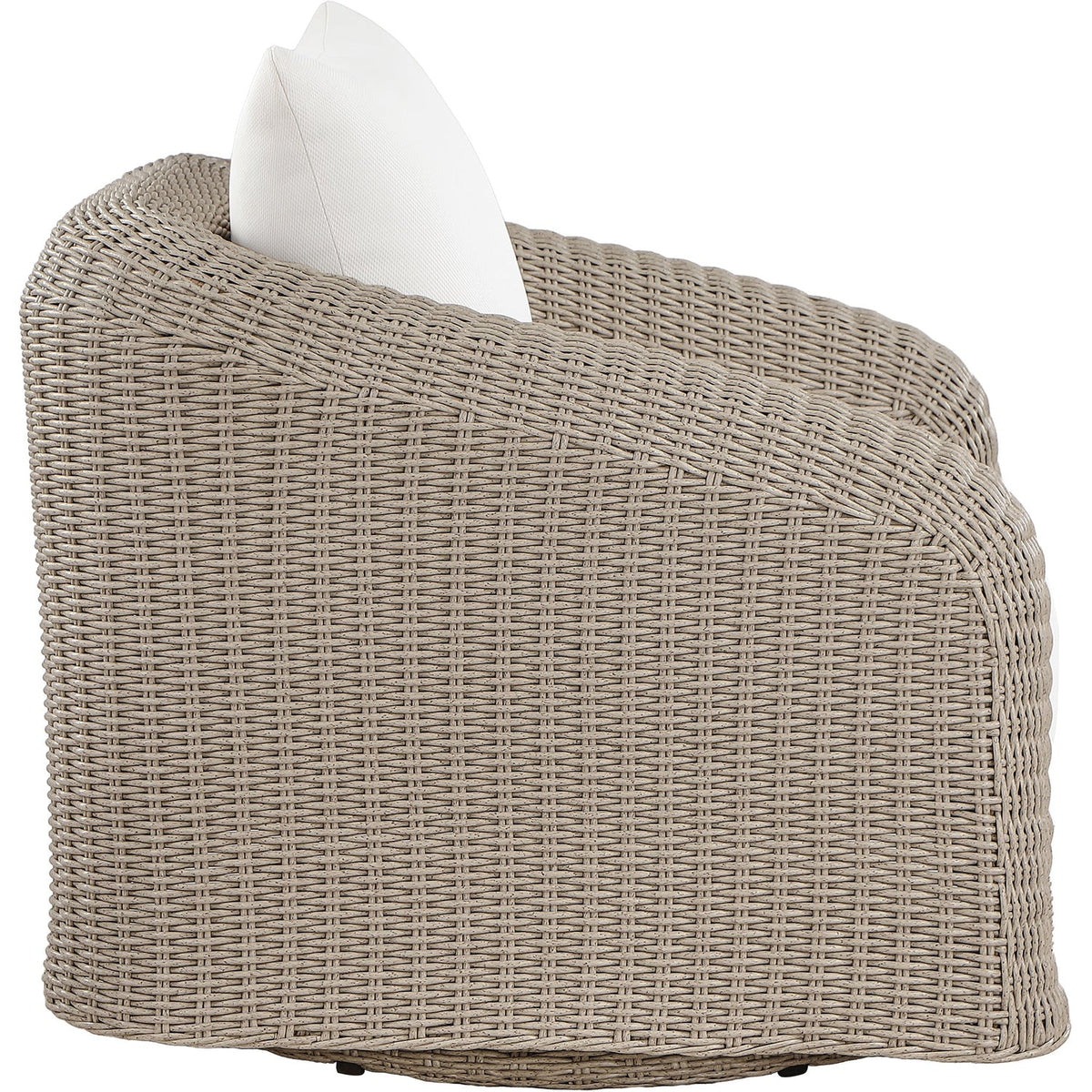 Seacrest Cream Olefin Water Resistant Fabric And Wicker Outdoor Patio Swivel Chair