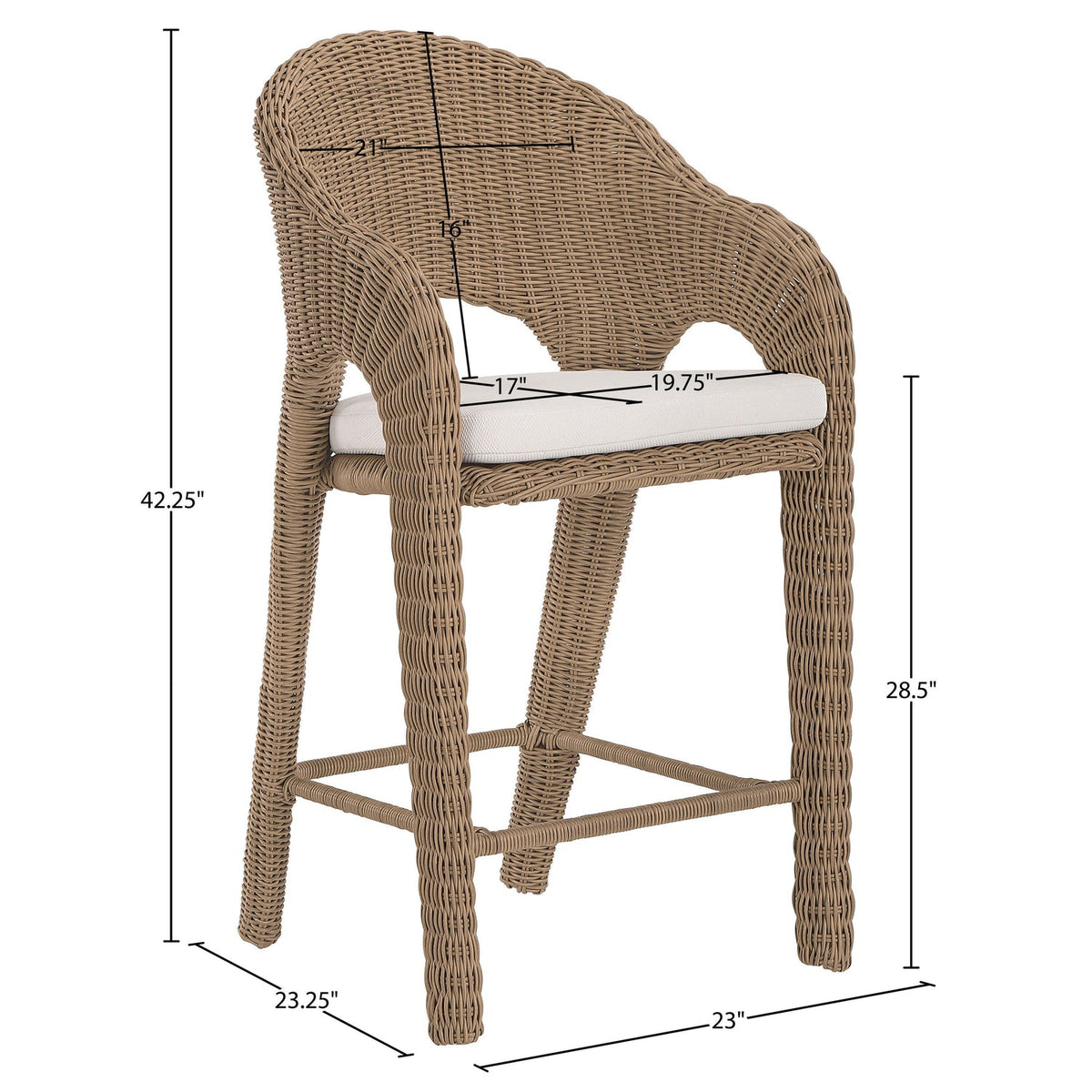 Seacrest Natural Olefin Water Resistant Fabric And Wicker Outdoor Patio Bar Stool