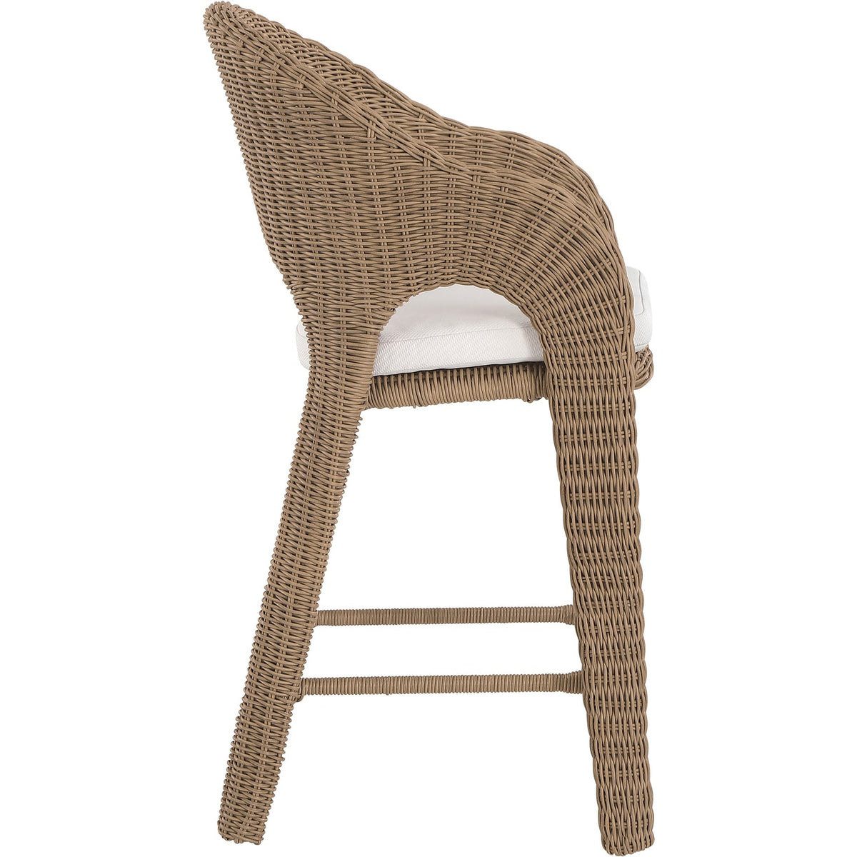 Seacrest Natural Olefin Water Resistant Fabric And Wicker Outdoor Patio Bar Stool