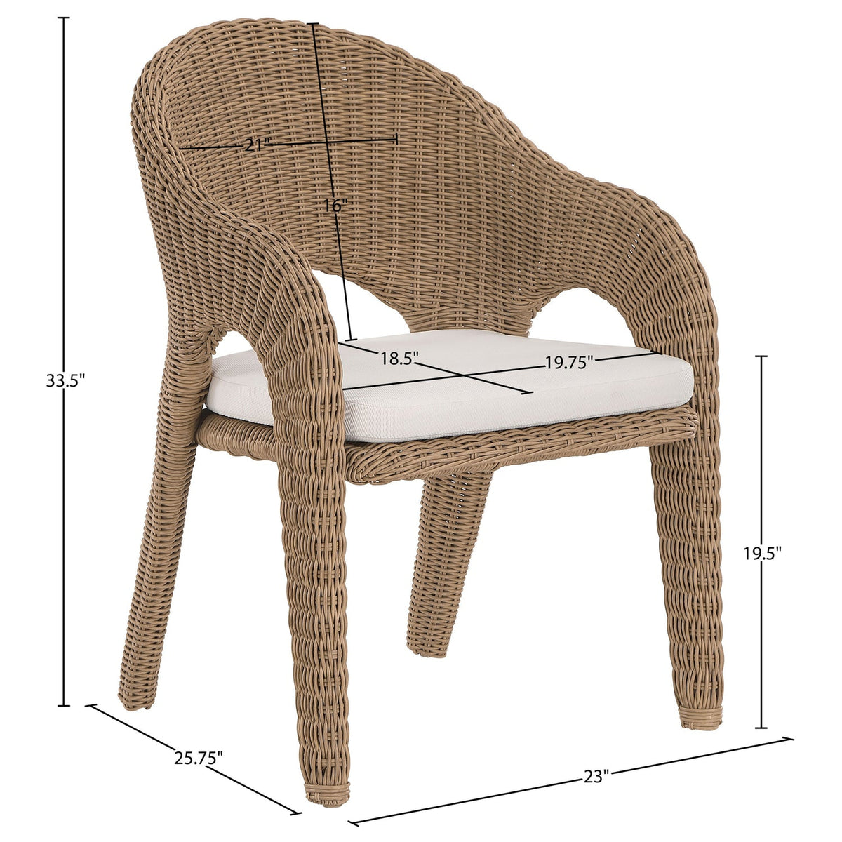 Seacrest Natural Olefin Water Resistant Fabric And Wicker Outdoor Patio Dining Chair