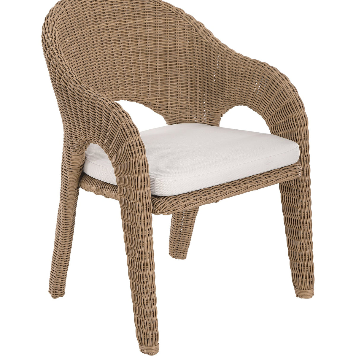 Seacrest Natural Olefin Water Resistant Fabric And Wicker Outdoor Patio Dining Chair