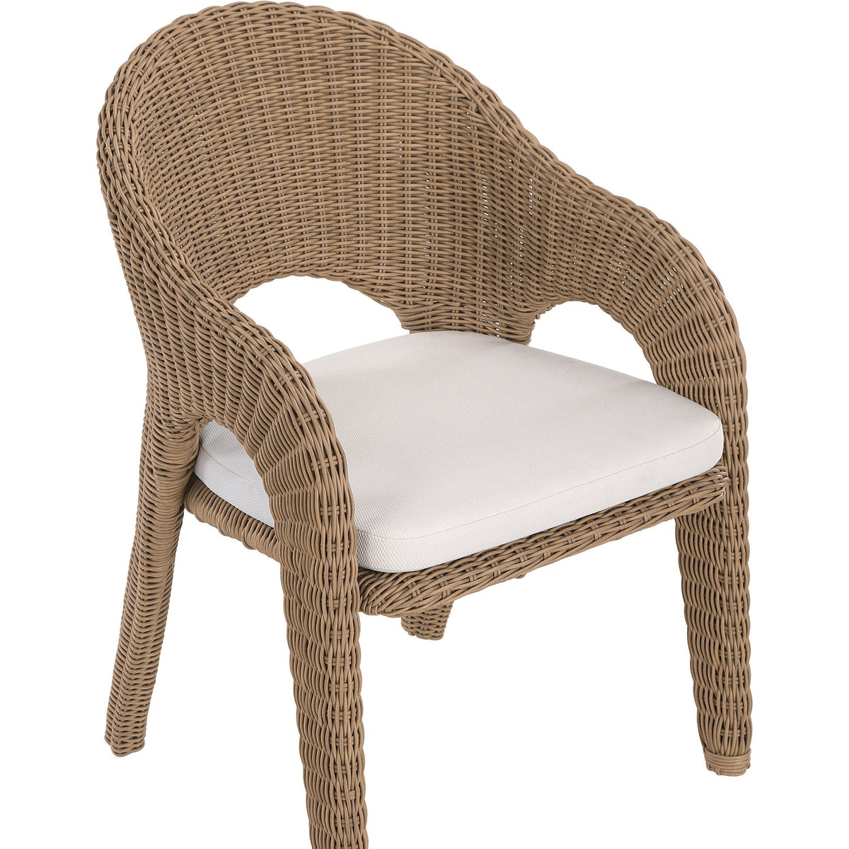 Seacrest Natural Olefin Water Resistant Fabric And Wicker Outdoor Patio Dining Chair