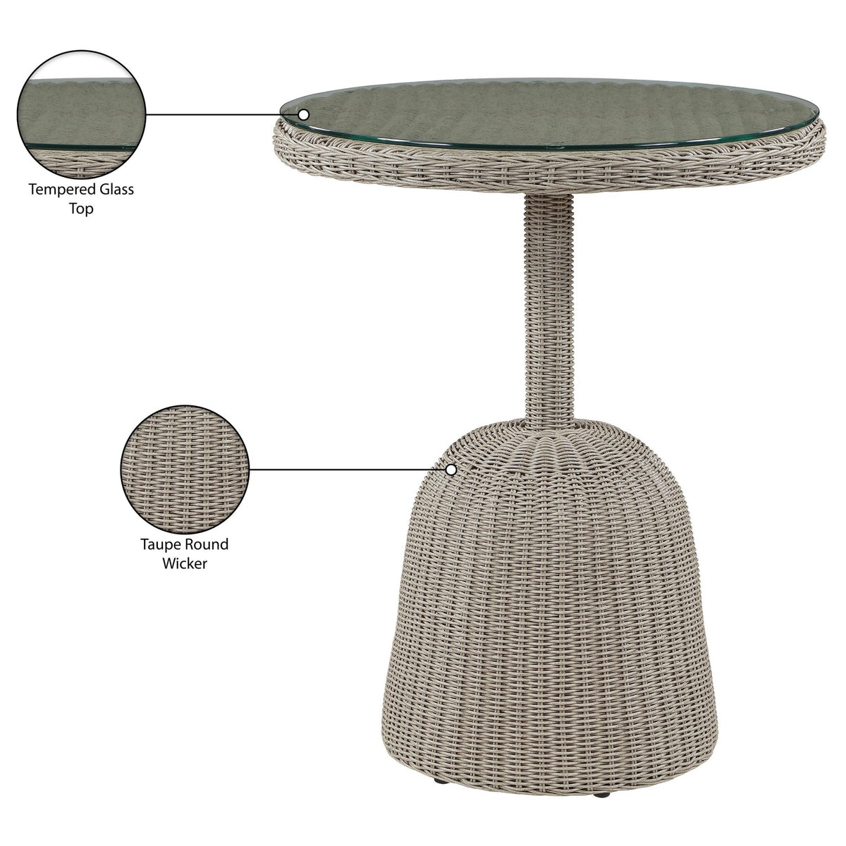 Seacrest 36in Taupe Tempered Glass Top And Wicker Outdoor Patio Counter Table