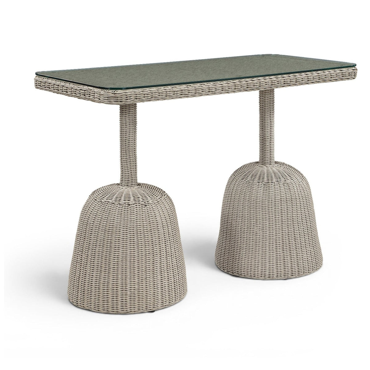 Seacrest 60" Taupe Glass Top Bar Height Table in taupe wicker and glass, primary product view