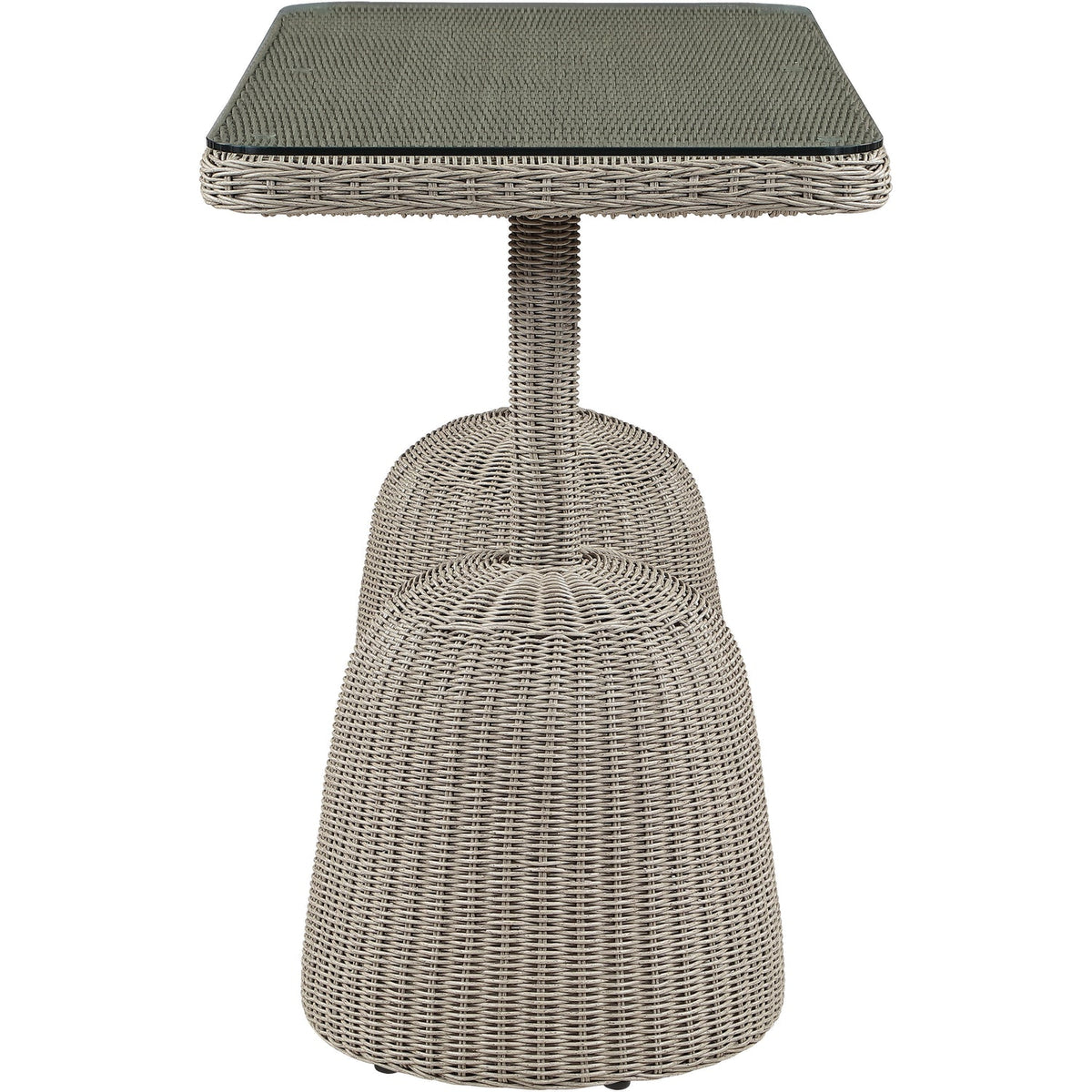 Seacrest 60in Taupe Tempered Glass Top And Wicker Outdoor Patio Bar Table