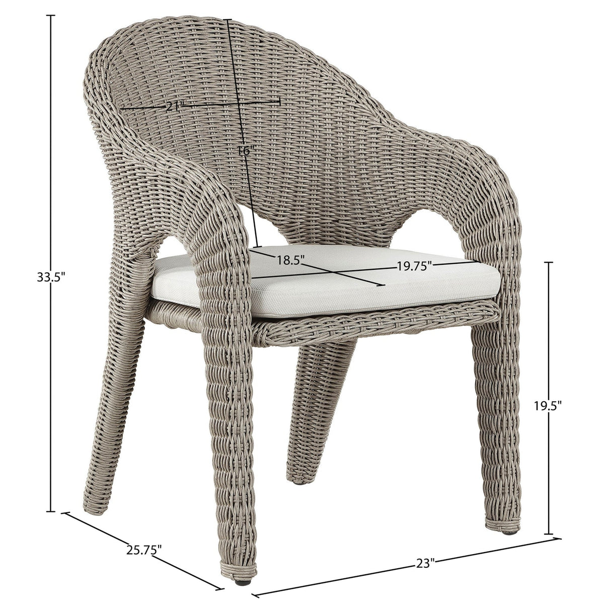 Seacrest Taupe Olefin Water Resistant Fabric And Wicker Outdoor Patio Dining Chair