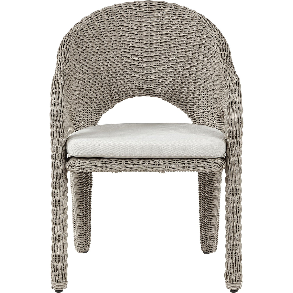 Seacrest Taupe Olefin Water Resistant Fabric And Wicker Outdoor Patio Dining Chair