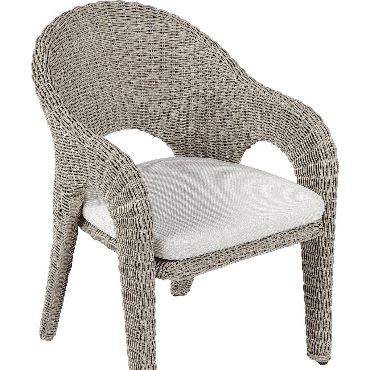 Seacrest Taupe Olefin Water Resistant Fabric And Wicker Outdoor Patio Dining Chair