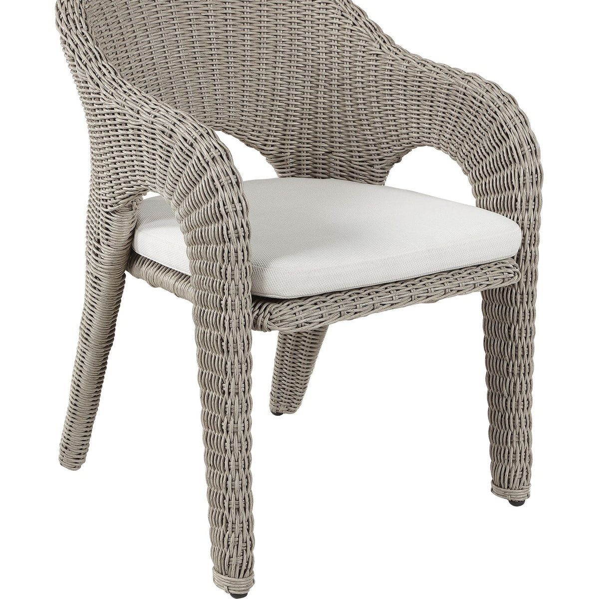 Seacrest Taupe Olefin Water Resistant Fabric And Wicker Outdoor Patio Dining Chair